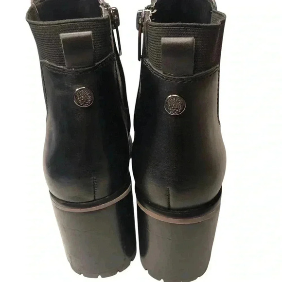 Vince Camuto Dustlie Goth 9M/40 Black Leather Ankle Bootie Chunky Heels Zip - Picture 6 of 9